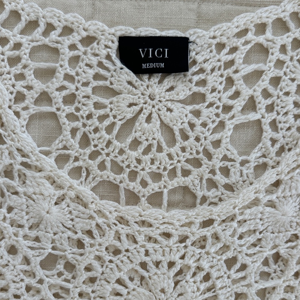 Vici Crochet Lace Crop Top in Cream - Picture 2 of 2